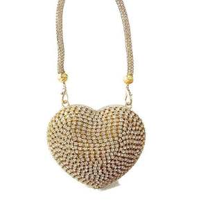 Bolsos de Noche con Forma de Corazón y Pedrería para Mujer, Bolso de Mano de Cristal Dorado para Fiesta de Graduación - Product Image 3