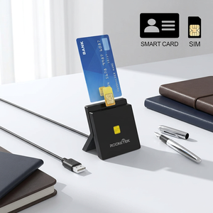 Lecteur de cartes intelligentes USB Rocketek CR319 et adaptateur de <span class=keywords><strong>carte</strong></span> SIM, lecteur de cartes d'identité à puce IC pour ordinateur de bureau et ordinateur portable - Product Image 3