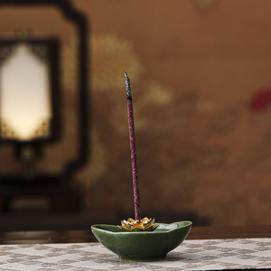 Porte-encens en céramique en forme de lotus, plateau violet pour cérémonie du thé et usage religieux, fait à la main, style chinois - Product Image 2