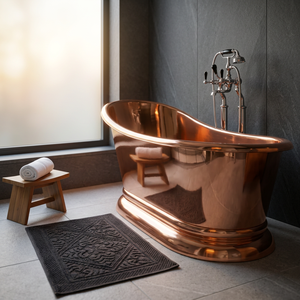 อ่างอาบน้ำทองแดงแบบลอยตัวรูปวงรีพร้อมฐานสำหรับห้องน้ำ โรงแรม วิลล่า - Product Image 1