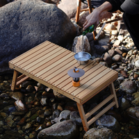 Table pliante d'extérieur en bois massif-Polyvalente pour tente de camping, zone de tatami, heure du café, pique-nique et utilisation de la plage de rouleaux d'œufs