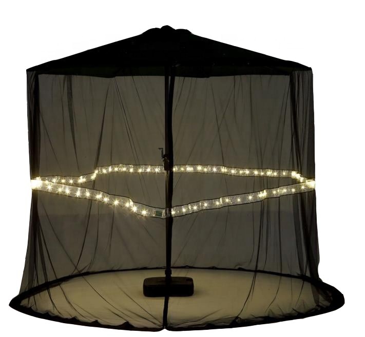 Parapluie de protection de patio Moustiquaires LED Couverture Salle à manger Parasol Parapluie Moustiquaire avec lumières LED