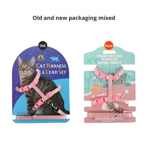 Diskon besar Set tali kekang kucing warna polos, tali kekang nilon kecil untuk anak anjing kucing - Product Image 3