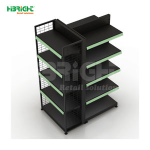 Étagère gondole robuste en métal à trois faces avec dossier solide et grillage métallique pour présentoir de supermarché - Product Image 5