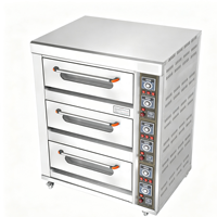 Four à sole électrique commercial à 3 niveaux et 6 plateaux, commande par bouton, en acier inoxydable, pour la cuisson du pain, des gâteaux et des pizzas