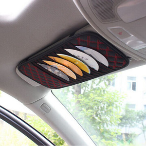 <b>Car</b> Sun <b>Visor</b> Cd Holder 32.5X15.5Cm Leather 4-7 Compartments For Roof Interior Storage Organizers - Product Image 1