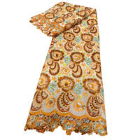 Salbeigrauer Neutraler Chiffon-Stickerei-Spitzenstoff mit Paisley-Blumen und Strass-Akzenten, Klassischer Westafrikanischer Spitzenstoff