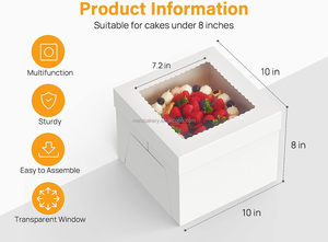 Maisbakery lớn màu trắng cao Bánh hộp với cửa sổ UV vuông hiển thị các tông cho bánh trang trí cấp thực phẩm giấy cung cấp - Product Image 2