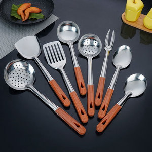 Thép Không Gỉ Bằng Gỗ Xử Lý 6-Mảnh Công Cụ Nhà Bếp Thiết Lập Gương Đánh Bóng Treo Lỗ Máy Rửa Chén Thực Phẩm An Toàn Bền Vững Bếp An Toàn - Product Image 1