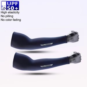 UPF50 + UV保護アイスシルクサイクリングアームスリーブソリッドブラッククールな感触と太陽の熱保護 - Product Image 1