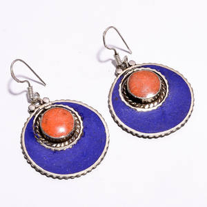 Tibétains faits à la main Boucles D'oreilles En Argent Népalais Boho Bijoux - Product Image 3