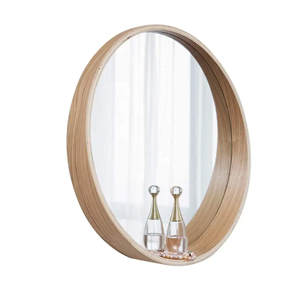 กระจกห้องน้ำห้องนอนไม้เนื้อแข็งกรอบรอบโต๊ะเครื่องแป้งกระจกเก็บผนังกระจก508เซนติเมตรสีไม้