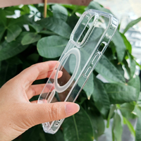 Étui de téléphone transparent rigide en PC et TPU magnétique antichoc de luxe pour iPhone 11 12 13 14 15 16 Pro Plus 17 18 Pro Max