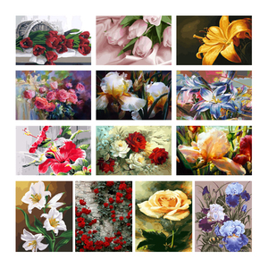 Fleur bricolage peinture à l'huile par numéro <span class=keywords><strong>dessin</strong></span> toile sans cadre peinture par numéros artisanat Kits peintures décor à la maison cadeaux ensemble adultes - Product Image 2