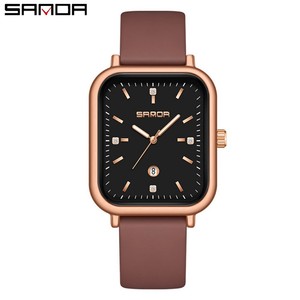 Reloj de Cuarzo para Mujer Sanda 1134, Diseño Vintage Informal con Correa a Cuadros, Reloj de Pulsera para Dama con Visualización de Fecha y Correa de Silicona - Product Image 1