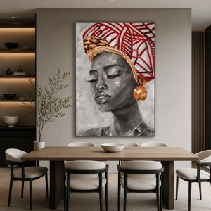 Arte Mural Africano, Impresión de Retrato de Mujer con Pañuelo en la Cabeza, Imagen Abstracta de Rostro <span class=keywords><strong>para</strong></span> Interiores Modernos de Boutique, Salón, Hotel - Product Image 5