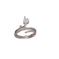 Bague pour femme en cuivre plaqué or micro-incrustée de zircon, ouverte, scintillante, en forme de tulipe