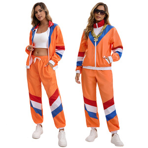Survêtement Femme Rayé Orange Bleu Rouge Style Vintage Léger Décontracté pour Fête et Spectacle S-XXL - Product Image 1