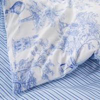 Parure de lit en coton 100% avec imprimé paysage parisien, fermeture éclair, design réversible double face