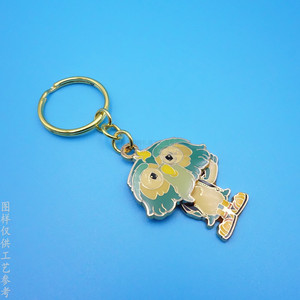 Llavero de Metal con Diseño de Búho de Dibujos Animados, Aleación de 55x25mm, Impresión Serigráfica, Colgante Hecho a Mano para Regalo - Product Image 2