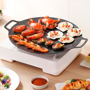 Multiple <strong>Thickness</strong> Hot Sale NonStick Korean Barbecue BBQ Griddle Plate Round Cast Iron <strong>Grill</strong> <strong>Pan</strong> Baking Sheet With Double Handle - Product Image 5