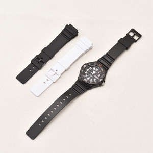 Lionorm 18mm Bracelet de montre en caoutchouc de résine noir/blanc pour <span class=keywords><strong>Casio</strong></span> MRW-200H Bracelet de montre de plongée de remplacement étanche - Product Image 6