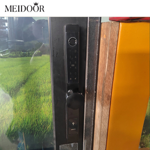 Puerta corrediza de <span class=keywords><strong>cristal</strong></span> impermeable de doble acristalamiento moderna Marco de aluminio negro Puerta de patio corrediza múltiple para villas Hoteles - Product Image 6