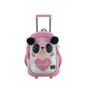 2023 nuevo diseño niñas lindo Panda Rosa brillo lentejuelas <span class=keywords><strong>mochila</strong></span> carro <span class=keywords><strong>mochila</strong></span> escolar <span class=keywords><strong>con</strong></span> <span class=keywords><strong>ruedas</strong></span> - Product Image 1