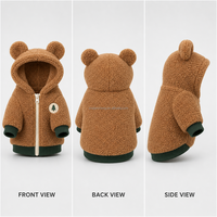 Vêtements personnalisés pour animaux de compagnie : Combinaison polaire zippée avec oreilles d'ours pour chien, combinaison chaude en peluche pour chiot et chat, vente en gros OEM