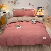 Ensemble de literie à rayures et à carreaux, 4 pièces, drap, housse de couette, taies d'oreiller