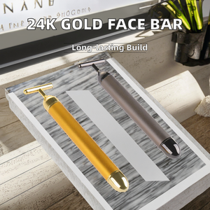 Barre de beauté énergétique faciale à impulsions dorées 24 carats, fabrication chinoise, forme de boule 3D, appareil portable en ABS, prises de batterie pour utilisation sur le visage - Product Image 2
