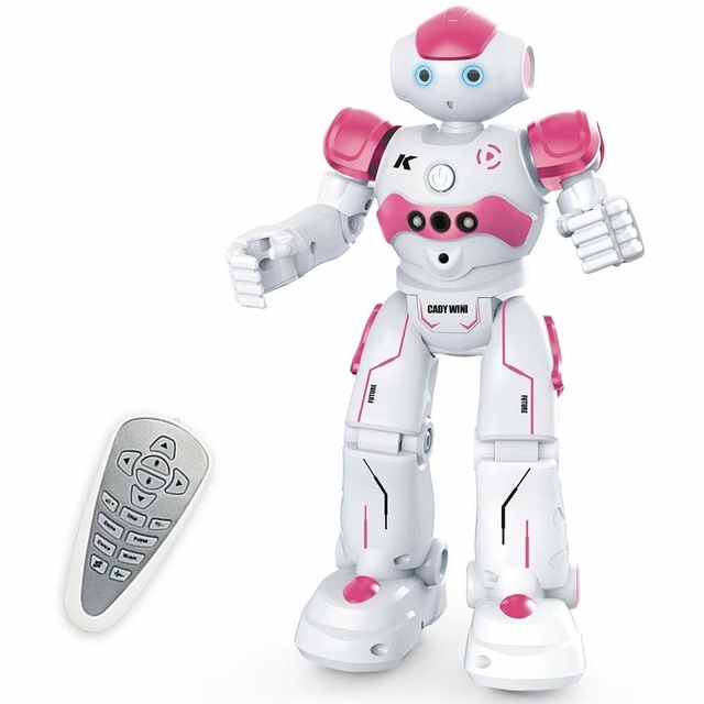 Educational RC Robot Pink Smart Remote Control Robot Intelligent Programmable Gesture Sensing Dance Toys Auto Display SJY-R2
