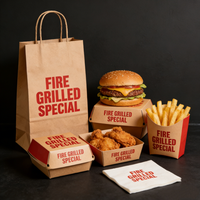 Cajas de Papel para Papas Fritas Personalizadas para Llevar, Envases para Hamburguesas y Comida Rápida, Contenedor para Pollo para Llevar