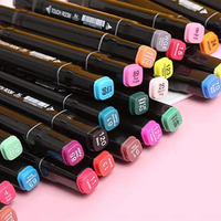 Prêt à expédier stylo pinceau permanent à pointe fine Non toxique Double pointe peinture à l'alcool stylo marqueur d'art avec sac de ceinture en tissu et base