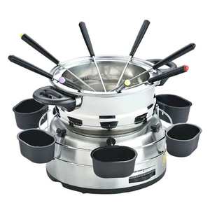 Marmite à <span class=keywords><strong>fondue</strong></span> électrique de fabrication industrielle, boîtier en acier inoxydable, capacité de 1,5 L, usage domestique, design durable, contrôle de la température, 800 W, CE - Product Image 1