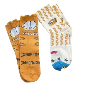 Chaussettes amples Garfield pour femmes, jaunes et blanches, motif dessin animé, mi-mollet, respirantes, absorbant la transpiration, pour jeunes - Product Image 4