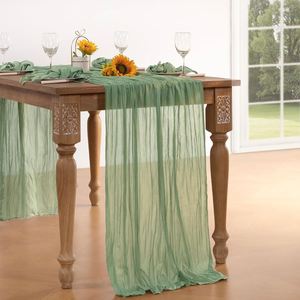 Nappe en gaze de coton transparente style bohème de 120 pouces pour table de printemps, mariage, baby shower, thé, Pâques, décoration - Product Image 2