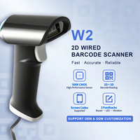 Lecteur de codes-barres 2D filaire portable W2, capteur CMOS, 30 ips, IP54, scanner de codes-barres USB pour restaurant, bureau, contrôle des stocks