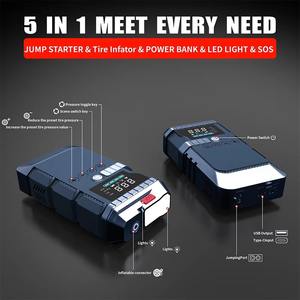 Démarreur de <span class=keywords><strong>voiture</strong></span> 12V 1000A de pointe avec compresseur d'air 22mm, booster de batterie robuste 10000mAh et manomètre de pression des pneus - Product Image 4