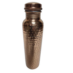 Stylish Hammered Pure Copper <b>Water</b> <b>Bottle</b> for Direct Drinking Health Benefits Dirt & Leak Proof - Product Image 1
