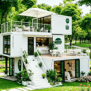 ร้านค้าบ้านคอนเทนเนอร์สมัยใหม่ คาเฟ่กลางแจ้งพร้อมระเบียงและสวน - Product Image 5