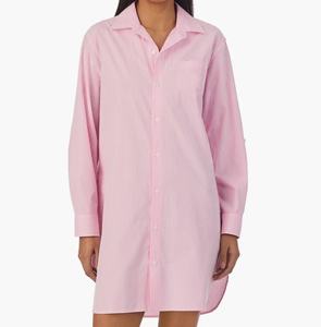 Pigiama <span class=keywords><strong>da</strong></span> donna in cotone traspirante, <span class=keywords><strong>camicia</strong></span> <span class=keywords><strong>da</strong></span> <span class=keywords><strong>notte</strong></span> a righe a maniche lunghe, abbigliamento <span class=keywords><strong>da</strong></span> <span class=keywords><strong>notte</strong></span> femminile morbido estivo, loungewear ODM, abbigliamento <span class=keywords><strong>da</strong></span> <span class=keywords><strong>notte</strong></span> <span class=keywords><strong>da</strong></span> donna - Product Image 1