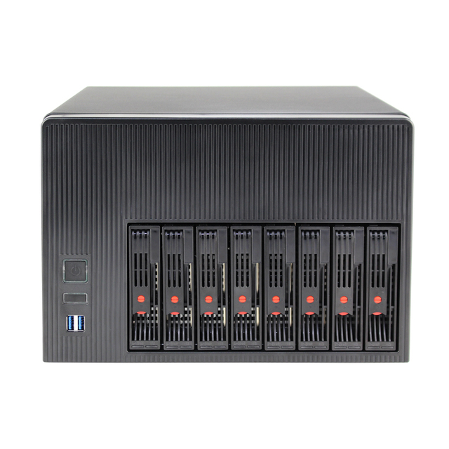 NAS-08 8*3.5"HDD Hot Swap Nas case with 6Gb SATA Backplane Supports 9.6'' X 9.6''M/B,Flex 1U PSU,4 PCIE Slots for Home Storage