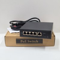 Switch PoE Gigabit 4K 8K CCTV 4 ports 10/100/1000M + 1 port Uplink + Fibre SFP 802.3af/at 30W par port Alimentation interne 65W