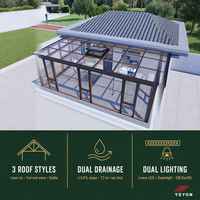 Yeyon OEM Serre extérieure ventilée avec toit en verre à pente, barres de vitrage en treillis et garniture de trappe