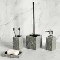 Porte-brosse de toilette effet pierre personnalisé distributeur de savon gobelet porte-savon ensemble de quatre pièces ensemble d'accessoires de salle de bain en béton