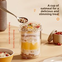 Bocaux en verre ronds sans PFAS ni plomb avec poignée et cuillère, étanches, écologiques, pour préparation de repas petit-déjeuner et flocons d'avoine de nuit
