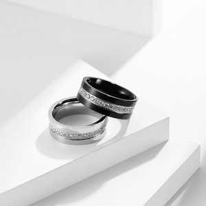 yunnique Instagram style diamond-encrusted <b>titanium</b> steel <b>rings</b> for trendy men and women, unique and fashionable je - Product Image 2