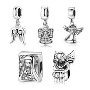 Echt 925 sterling zilveren Angel Veren Vleugels Kralen Fit Charms Armband Sieraden maken Vrouw Accessoires Groothandel veel bulk