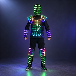 Máscara LED Luminosa, Disfraz de Armadura, Traje para Servicio de Botellas en Discotecas y Bares, Ropa Brillante con Luces Estroboscópicas para Bailar, Actuaciones en Escenario, Traje de Robot para DJ - Product Image 2